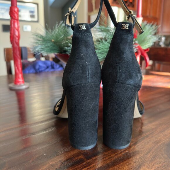Sam Edelman Black Suede Chunky Heel Sandals – Size 9.5 – 4" Block Heel - Picture 4 of 7